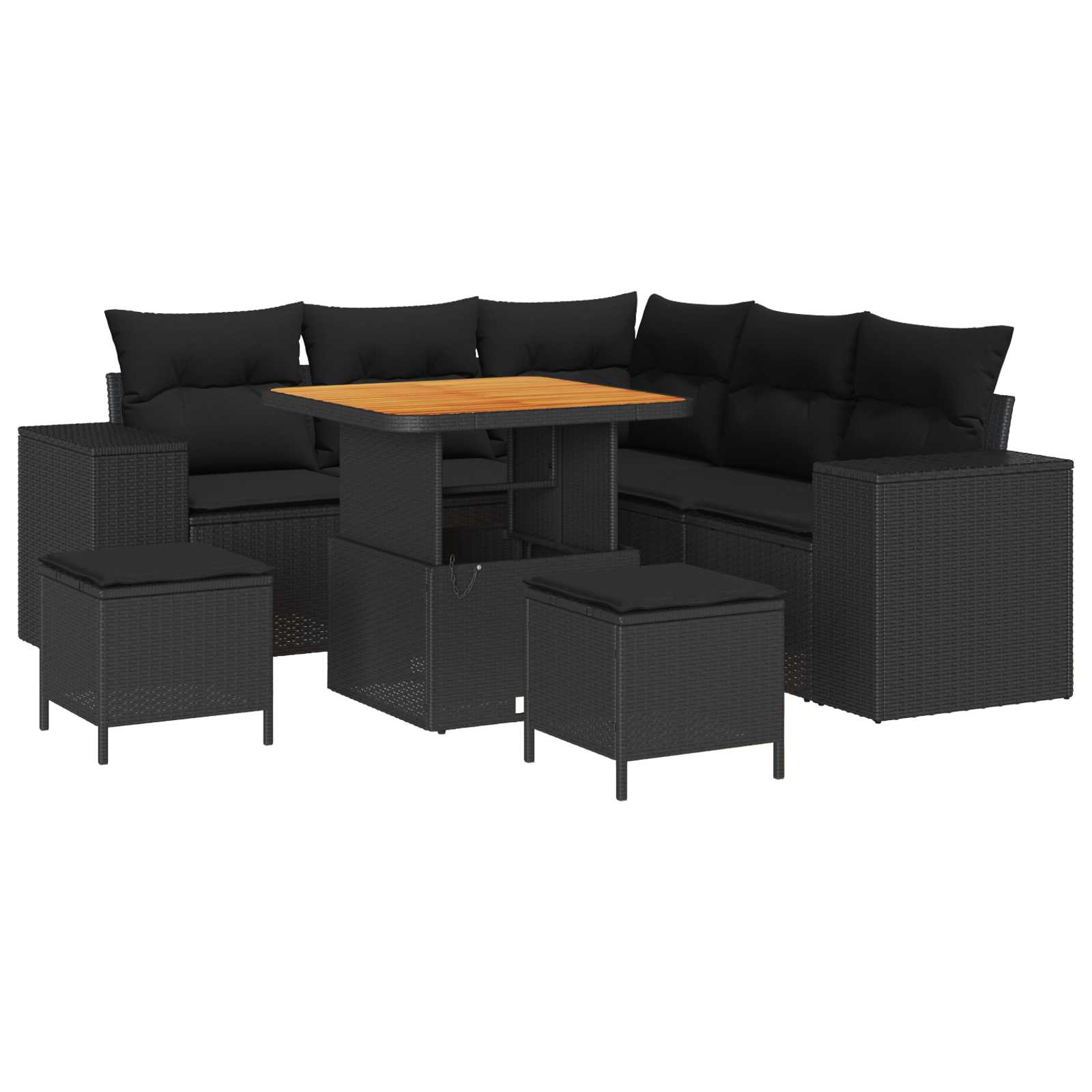 Outdoor Sofa Set with Storage Cushion 8 pcs Black