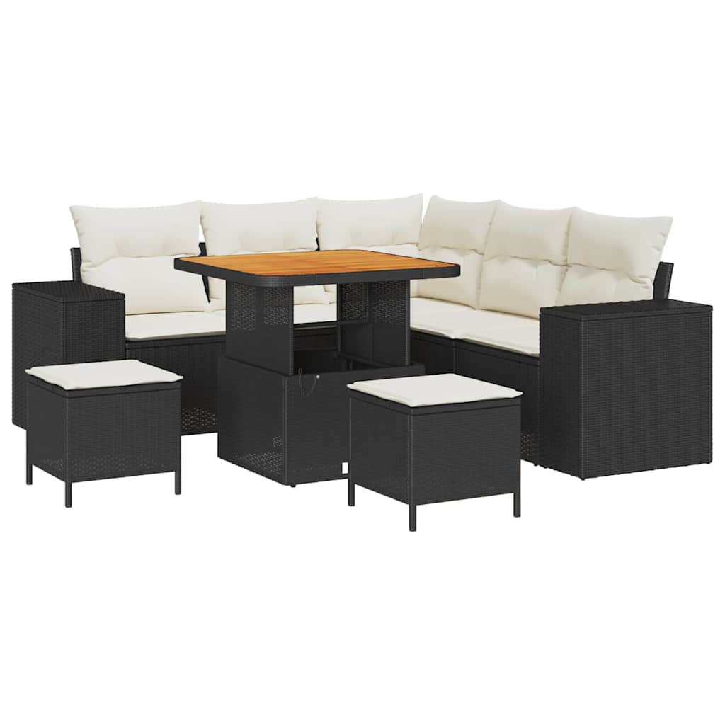 Sodo Sofų Rinkinys 8 pcs Juoda ir kreminė 80 x 80 x 71 cm