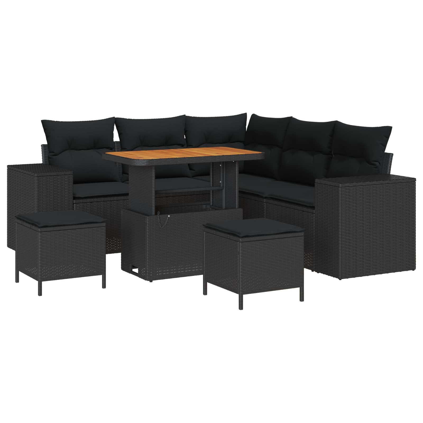 Outdoor Sofa Set with Storage Cushion 8 pcs Black