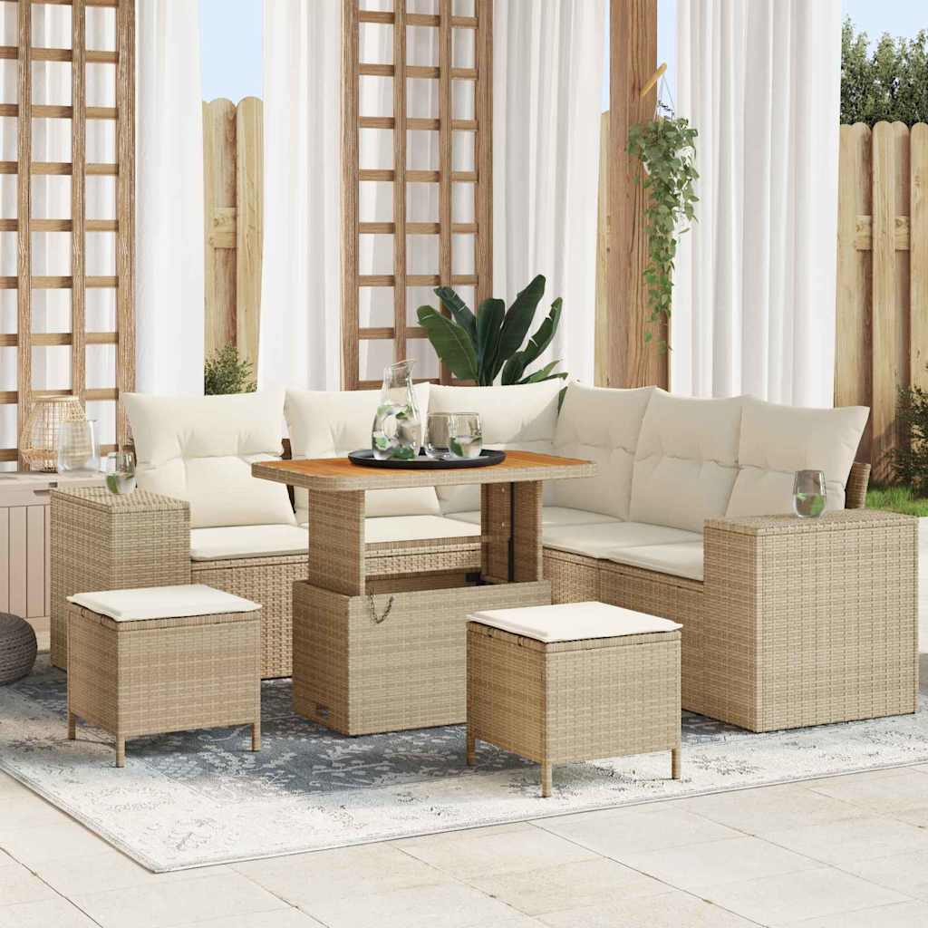 Sodo Sofų Rinkinys 8 pcs Bežinė ir kreminė 90 x 55 x 71 cm