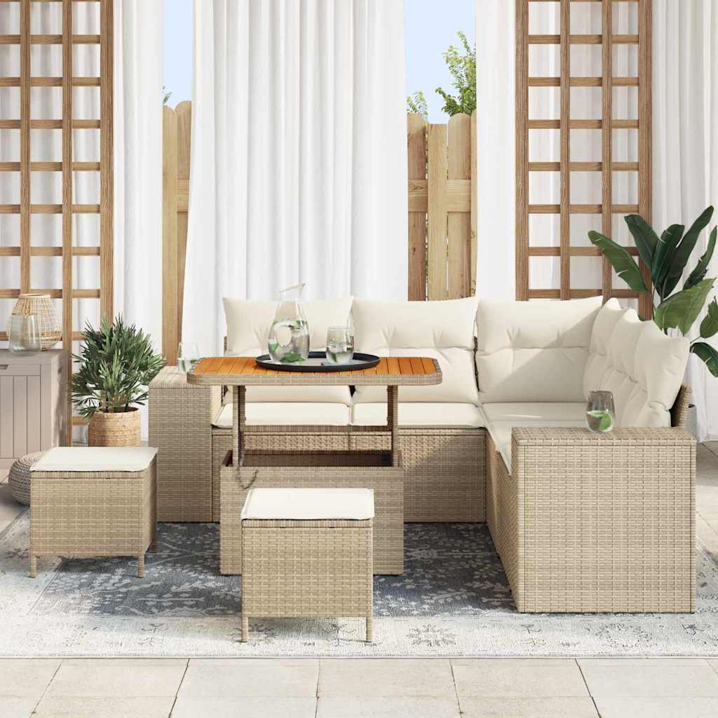 Sodo Sofų Rinkinys 8 pcs Bežinė ir kreminė 90 x 55 x 71 cm
