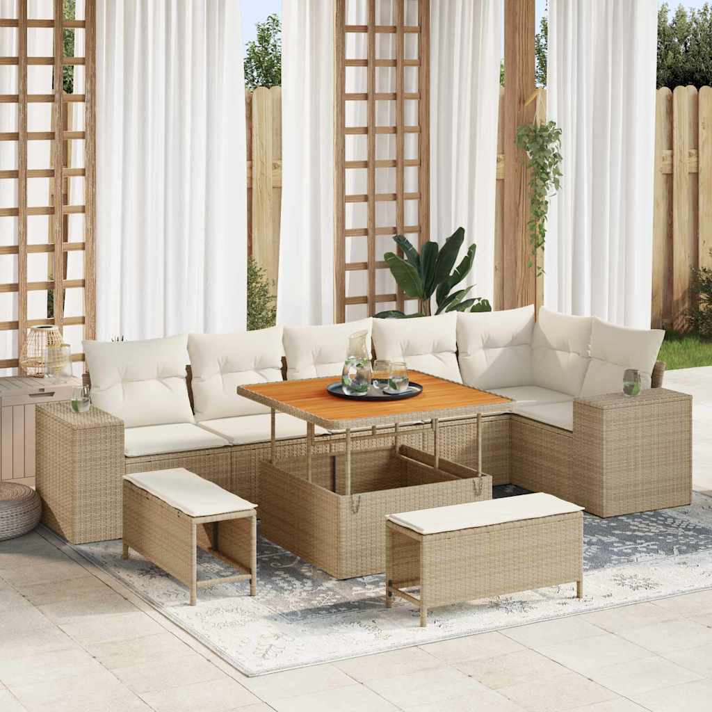 Sodo Sofų Rinkinys 9 pcs Bežinė ir kreminė 100 x 100 x 71 cm