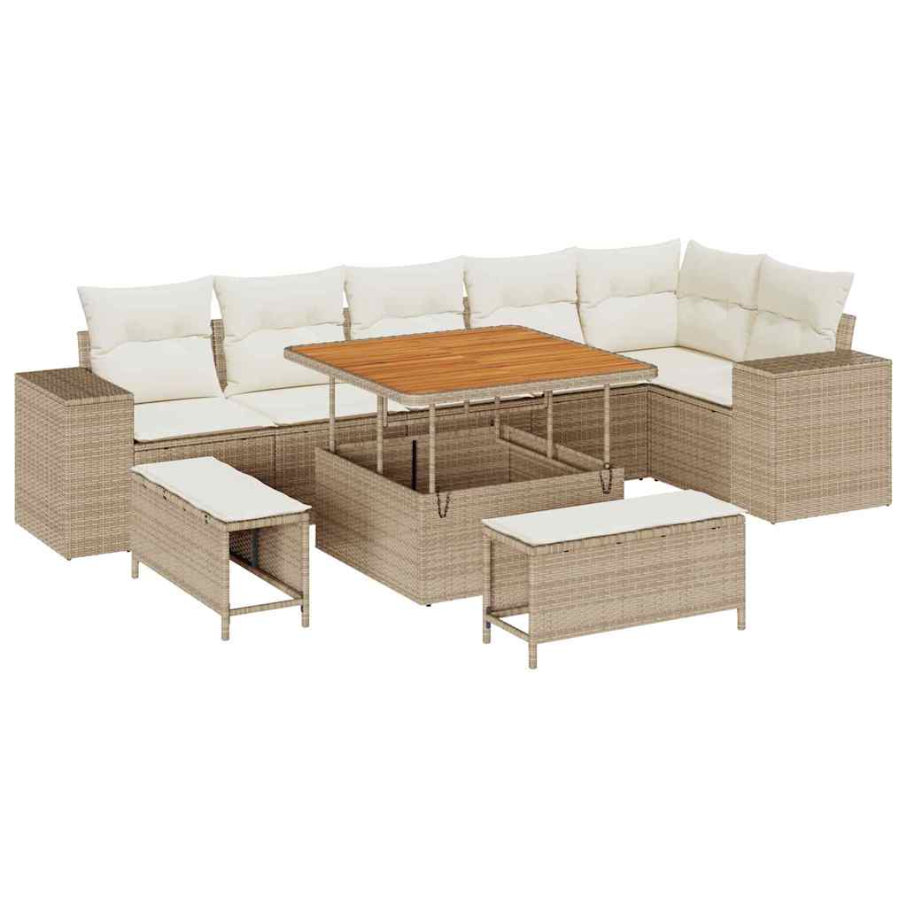 Sodo Sofų Rinkinys 9 pcs Bežinė ir kreminė 100 x 100 x 71 cm