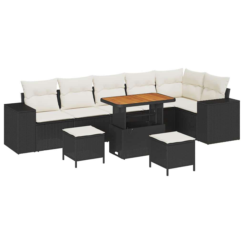 Garden Sofa Set 9 pcs Black and Cream 90 x 55 x 71 cm