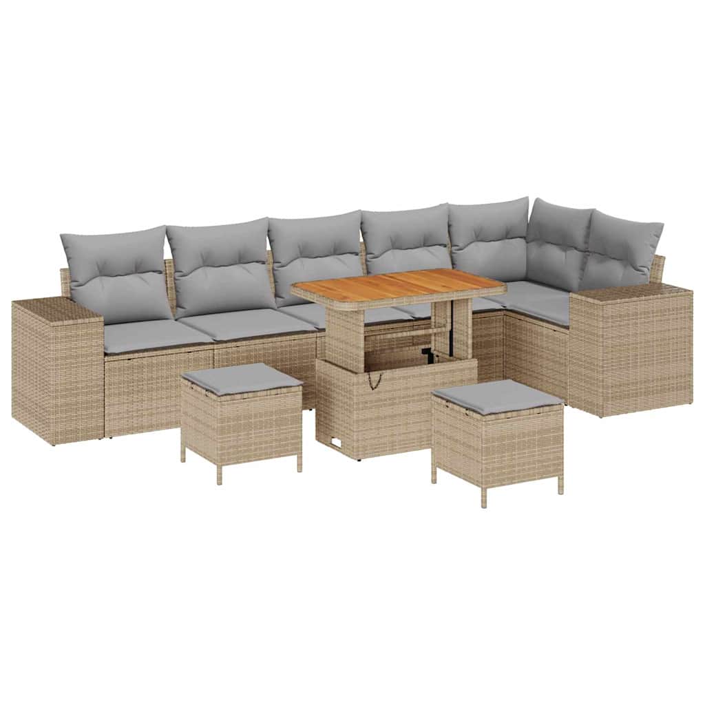 Garden Sofa Set with Cushions 9 pcs Beige and Light Grey