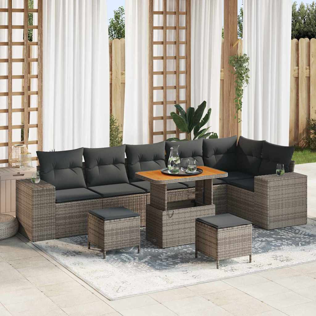 Outdoor Sofa Set with Storage Cushion 9 pcs Grey