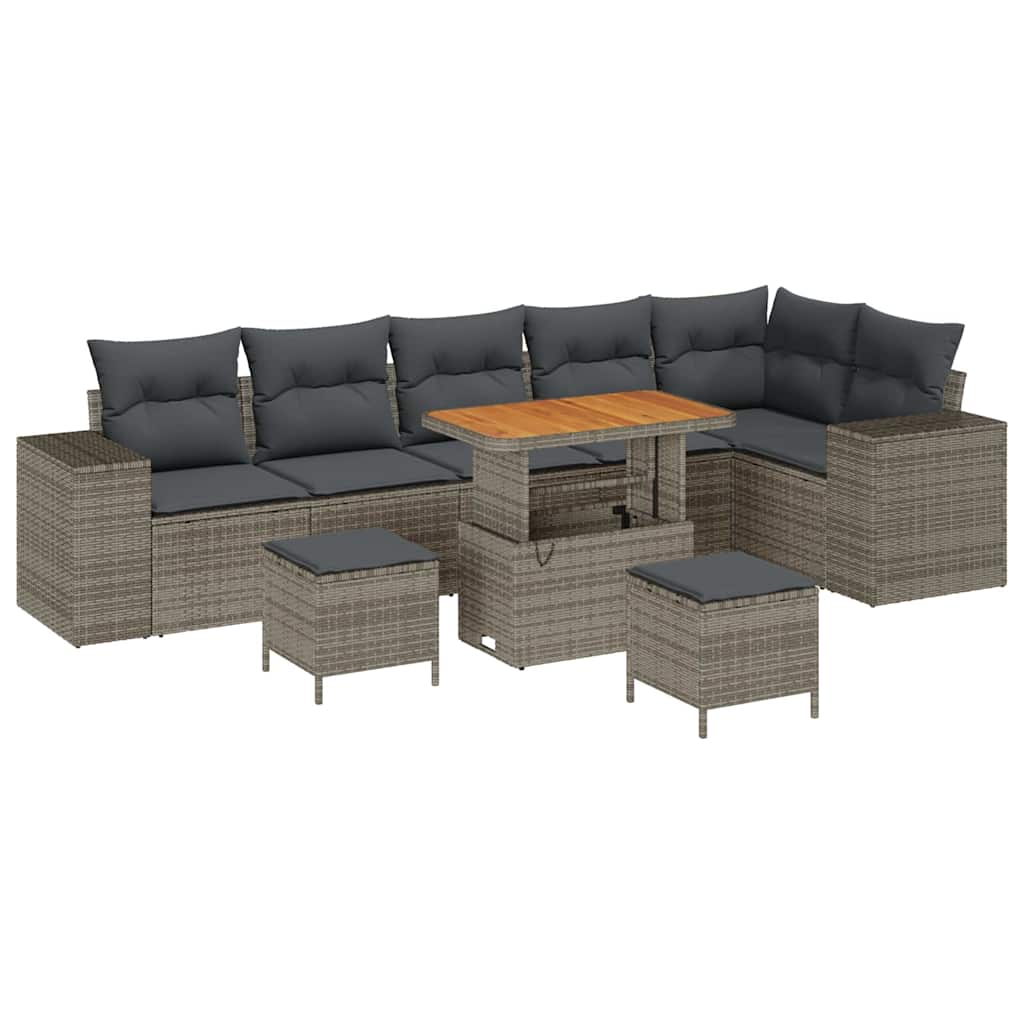 Outdoor Sofa Set with Storage Cushion 9 pcs Grey
