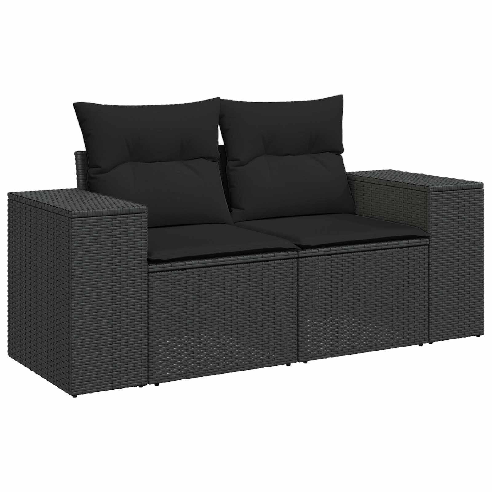 Garden Sofa Set with Cushion 10 pcs Black Poly Rattan