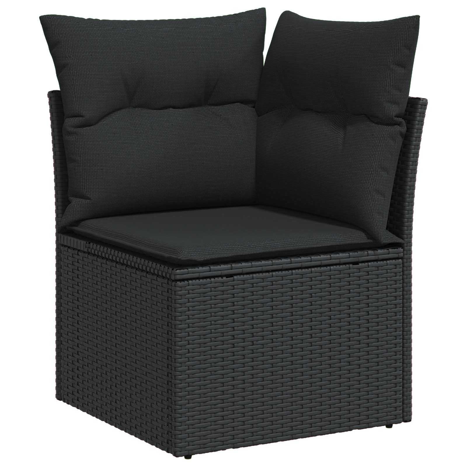 Garden Sofa Set with Cushion 10 pcs Black Poly Rattan