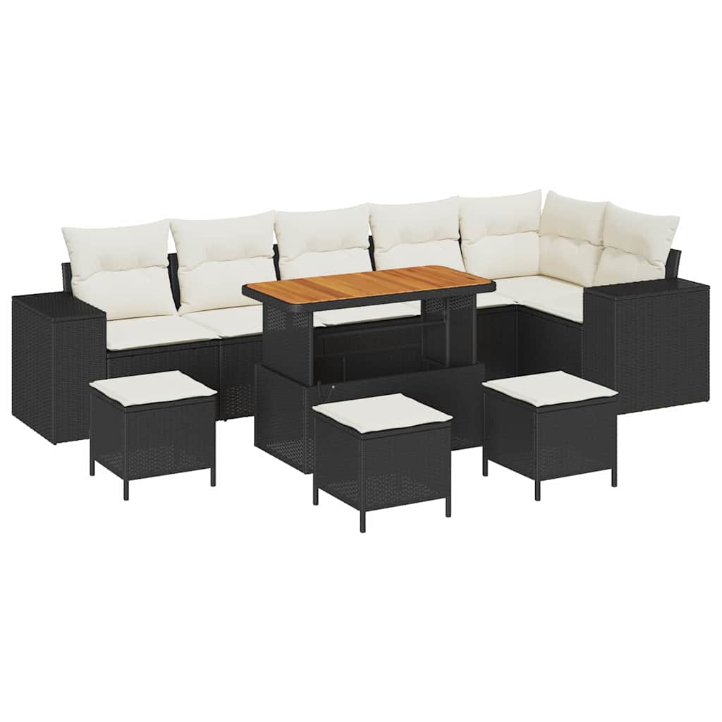 Sodo Sofų Rinkinys 10 pcs Juoda ir kreminė 110 x 55 x 71 cm