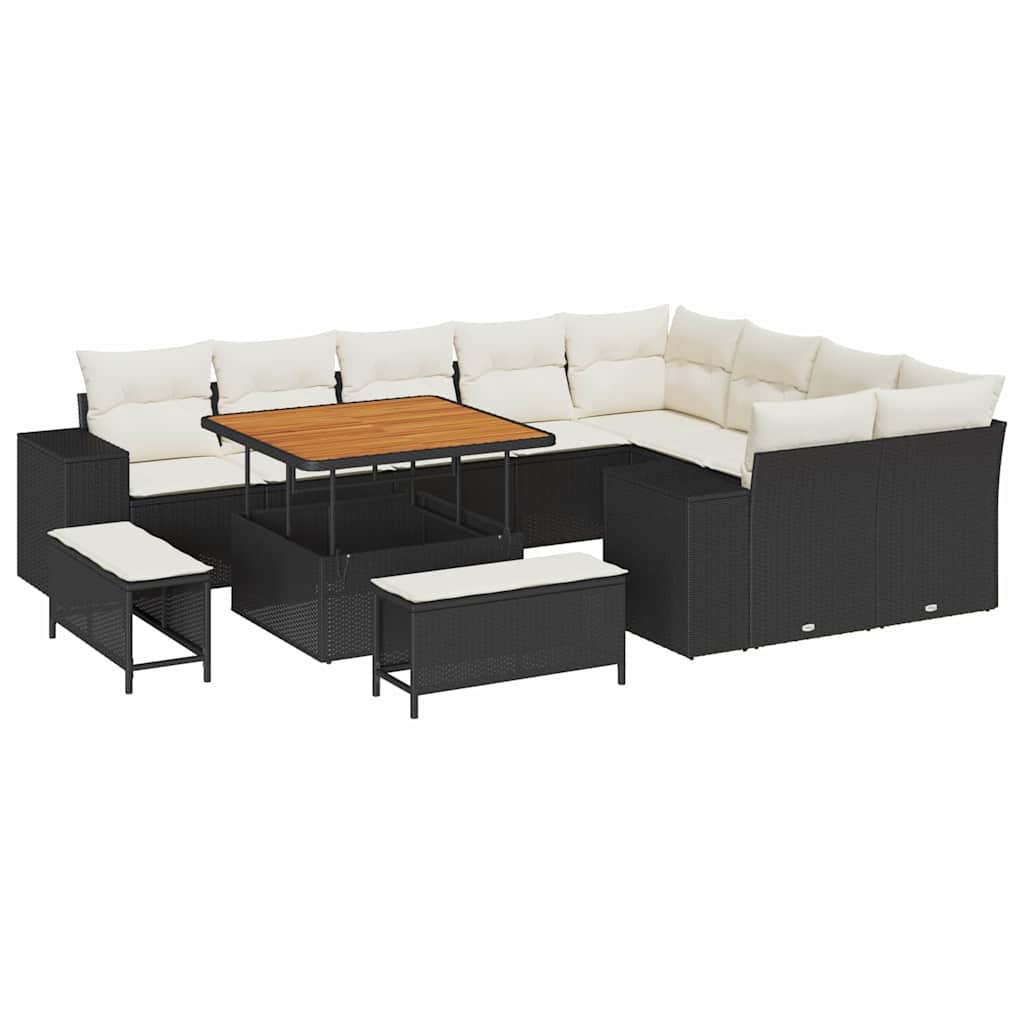 Sodo Sofų Rinkinys 12 pcs Juoda ir kreminė 100 x 100 x 71 cm