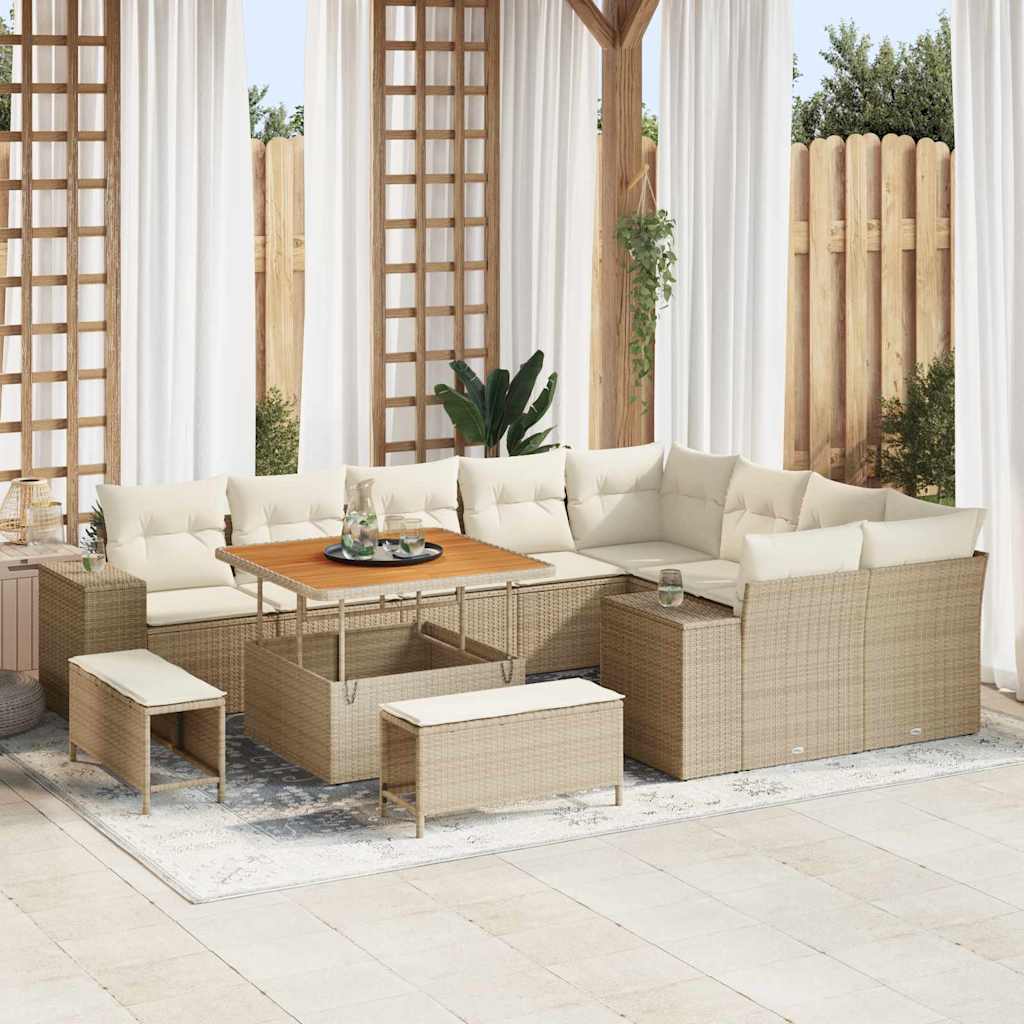 Sodo Sofų Rinkinys 12 pcs Bežinė ir kreminė 100 x 100 x 71 cm