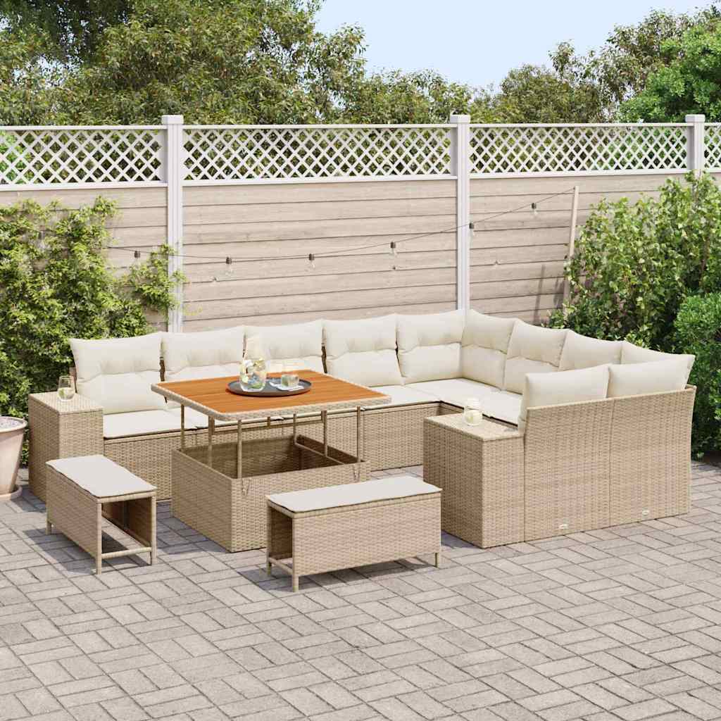Sodo Sofų Rinkinys 12 pcs Bežinė ir kreminė 100 x 100 x 71 cm