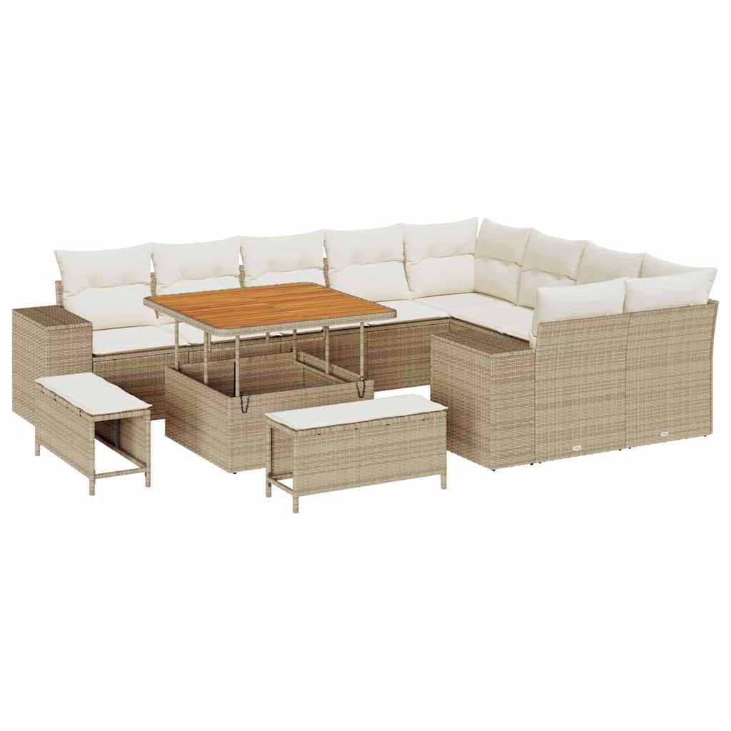 Sodo Sofų Rinkinys 12 pcs Bežinė ir kreminė 100 x 100 x 71 cm