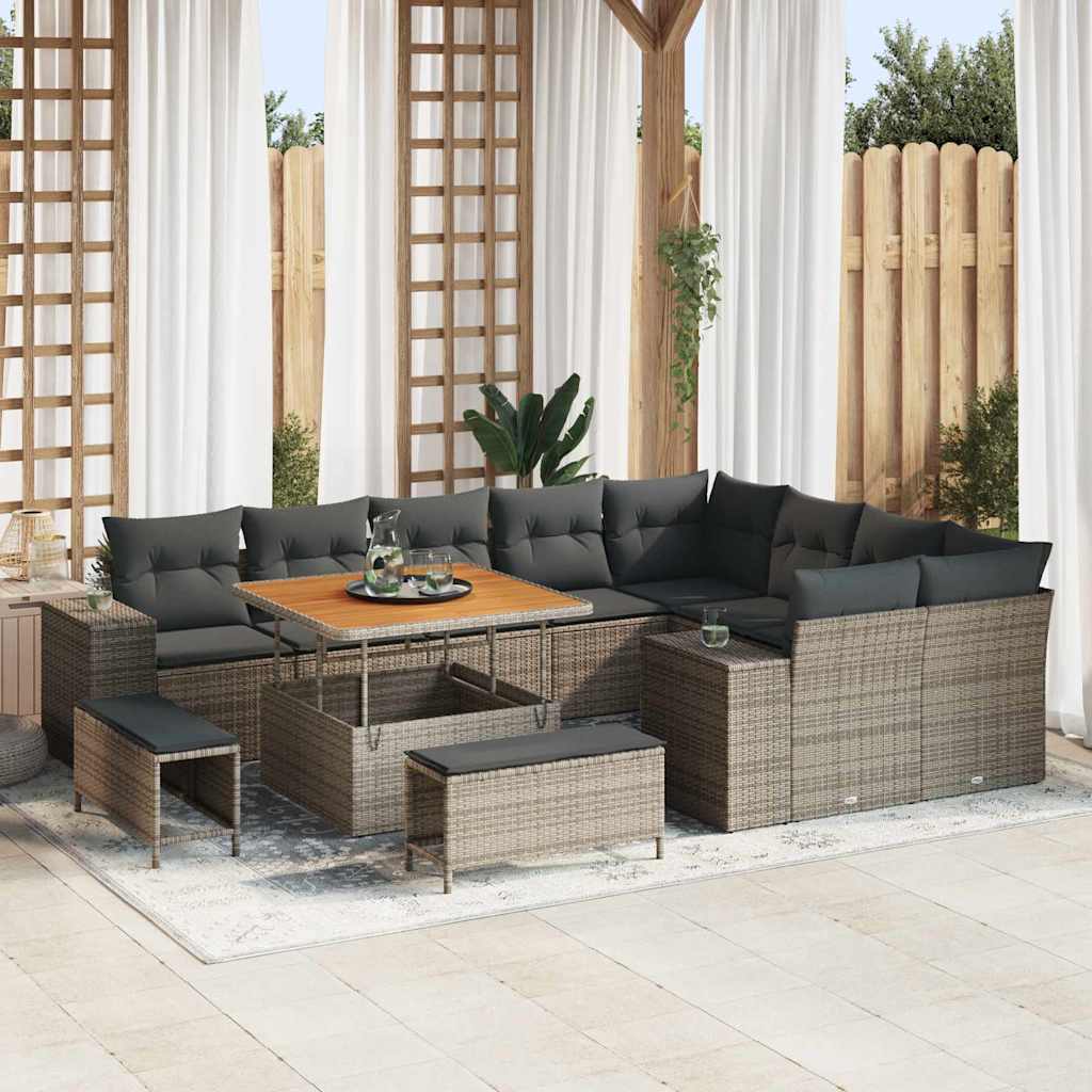 Garden Sofa Set with Cushion 12 pcs Grey 100 x 100 x 71 cm