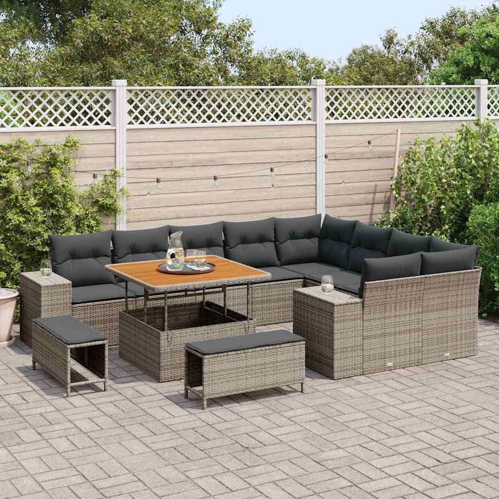 Garden Sofa Set with Cushion 12 pcs Grey 100 x 100 x 71 cm