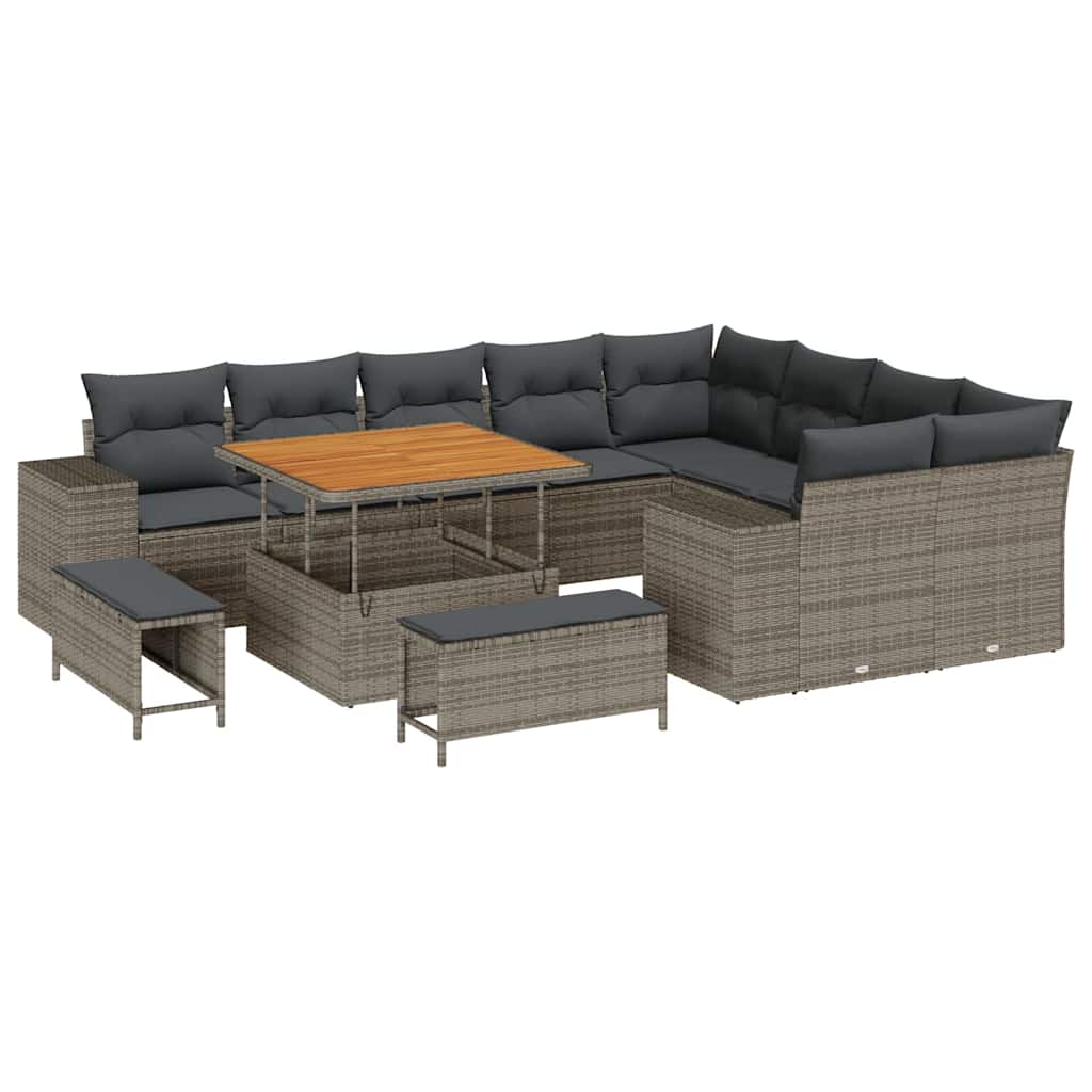 Garden Sofa Set with Cushion 12 pcs Grey 100 x 100 x 71 cm