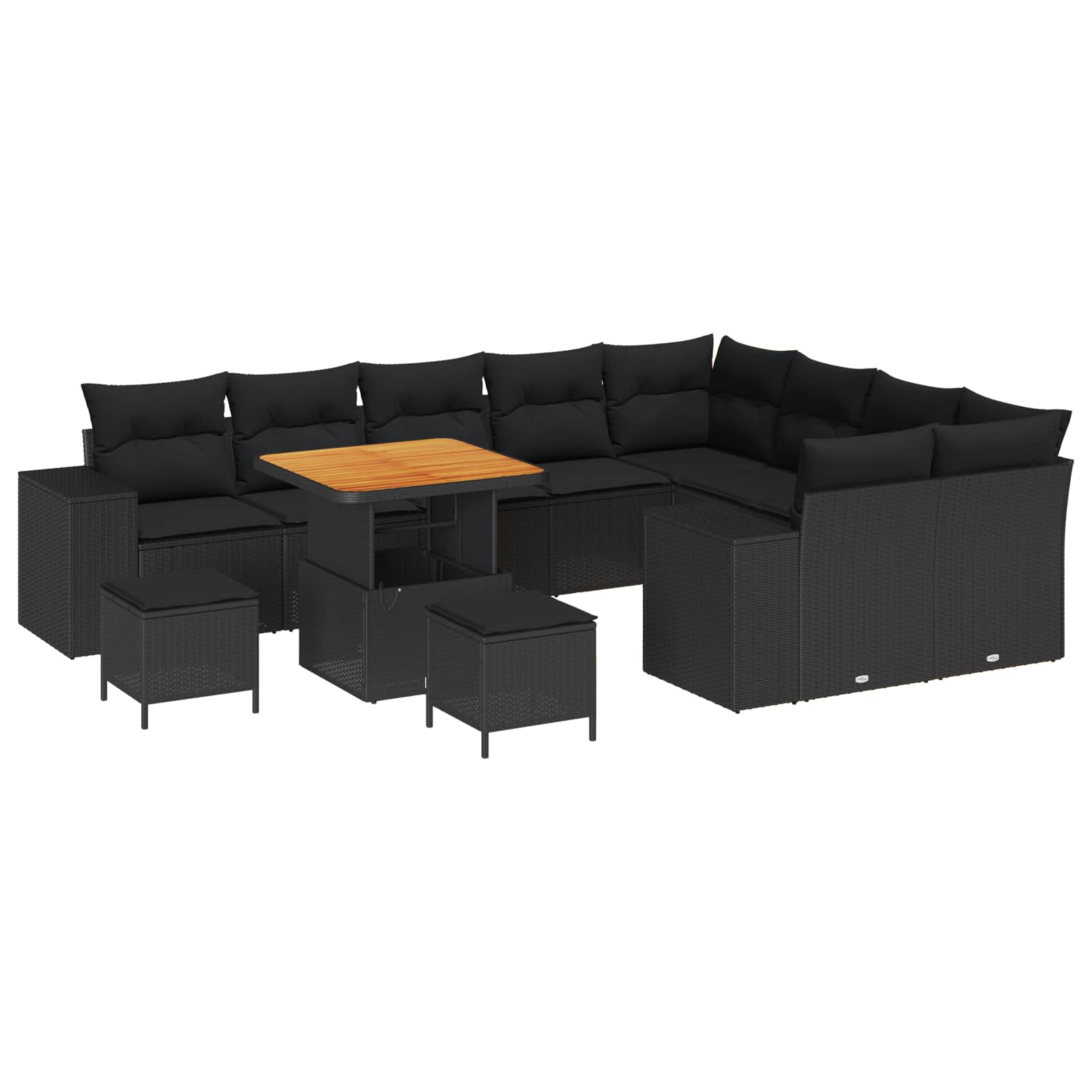 Sodo Sofų Rinkinys su pagalve 12 pcs Juoda 80 x 80 x 71 cm