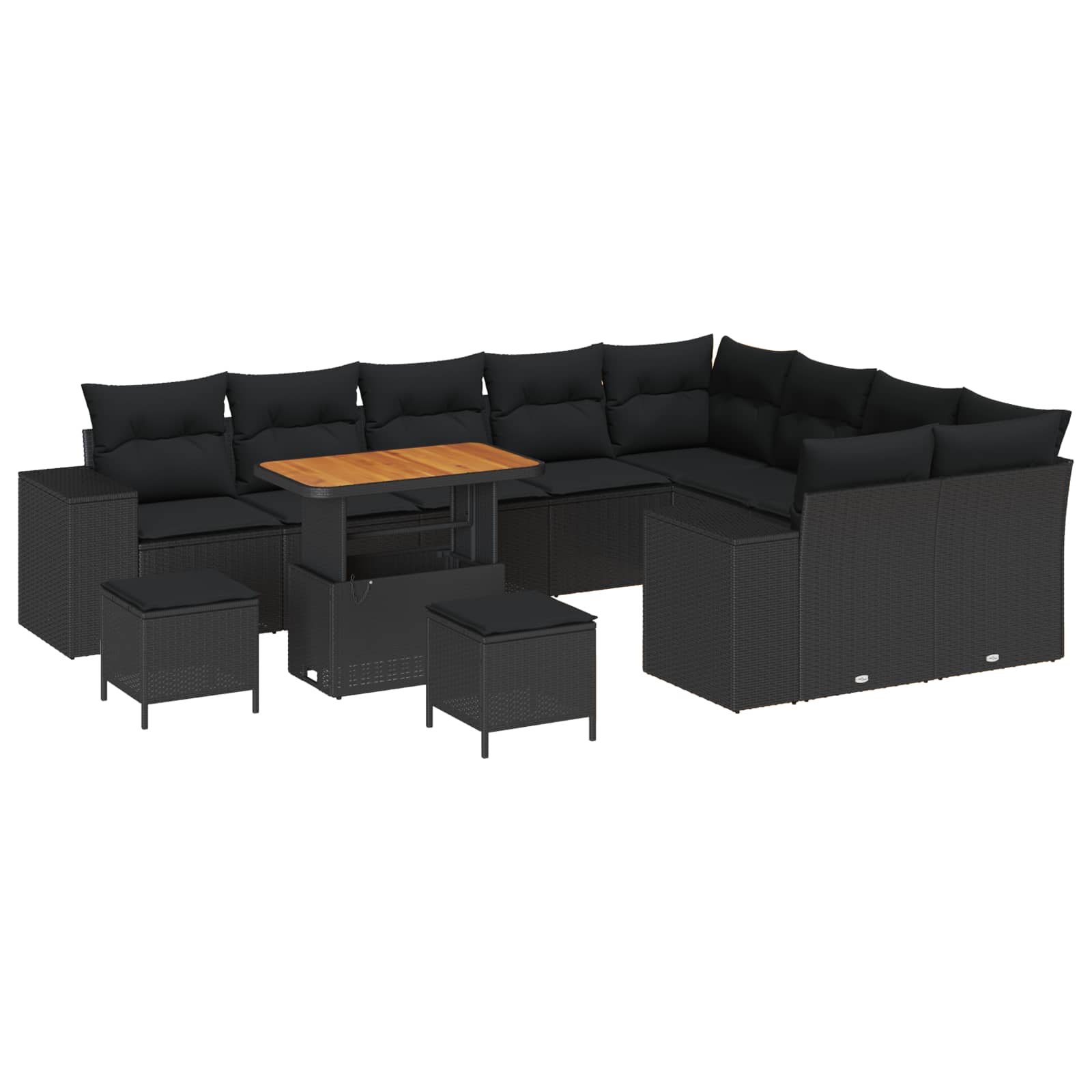 Sodo Sofų Rinkinys su pagalve 12 pcs Juoda 90 x 55 x 71 cm