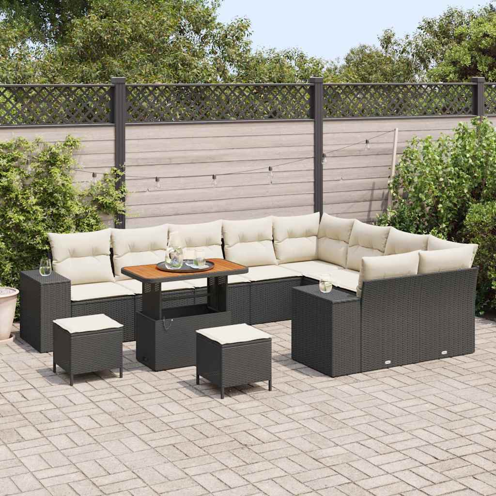 Garden Sofa Set 12 pcs Black and Cream 90 x 55 x 71 cm