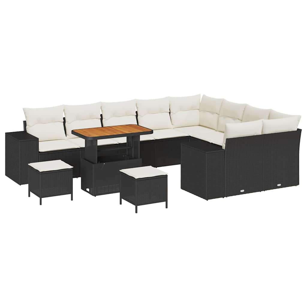 Garden Sofa Set 12 pcs Black and Cream 90 x 55 x 71 cm