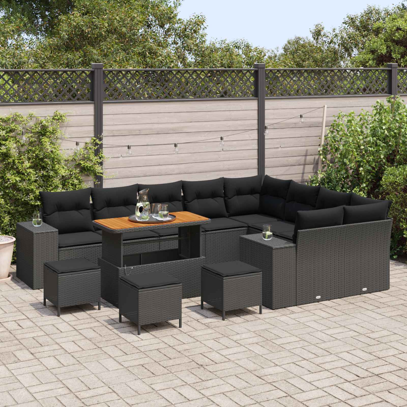 Garden Sofa Set with Cushion 13 pcs Black 110 x 55 x 71 cm