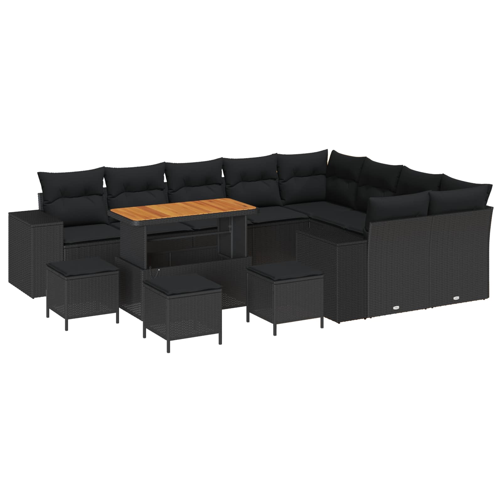 Garden Sofa Set with Cushion 13 pcs Black 110 x 55 x 71 cm
