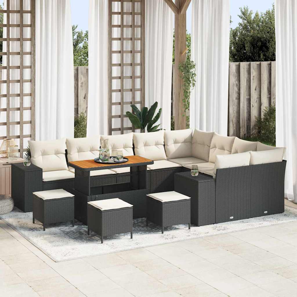 Garden Sofa Set 13 pcs Black and Cream 110 x 55 x 71 cm