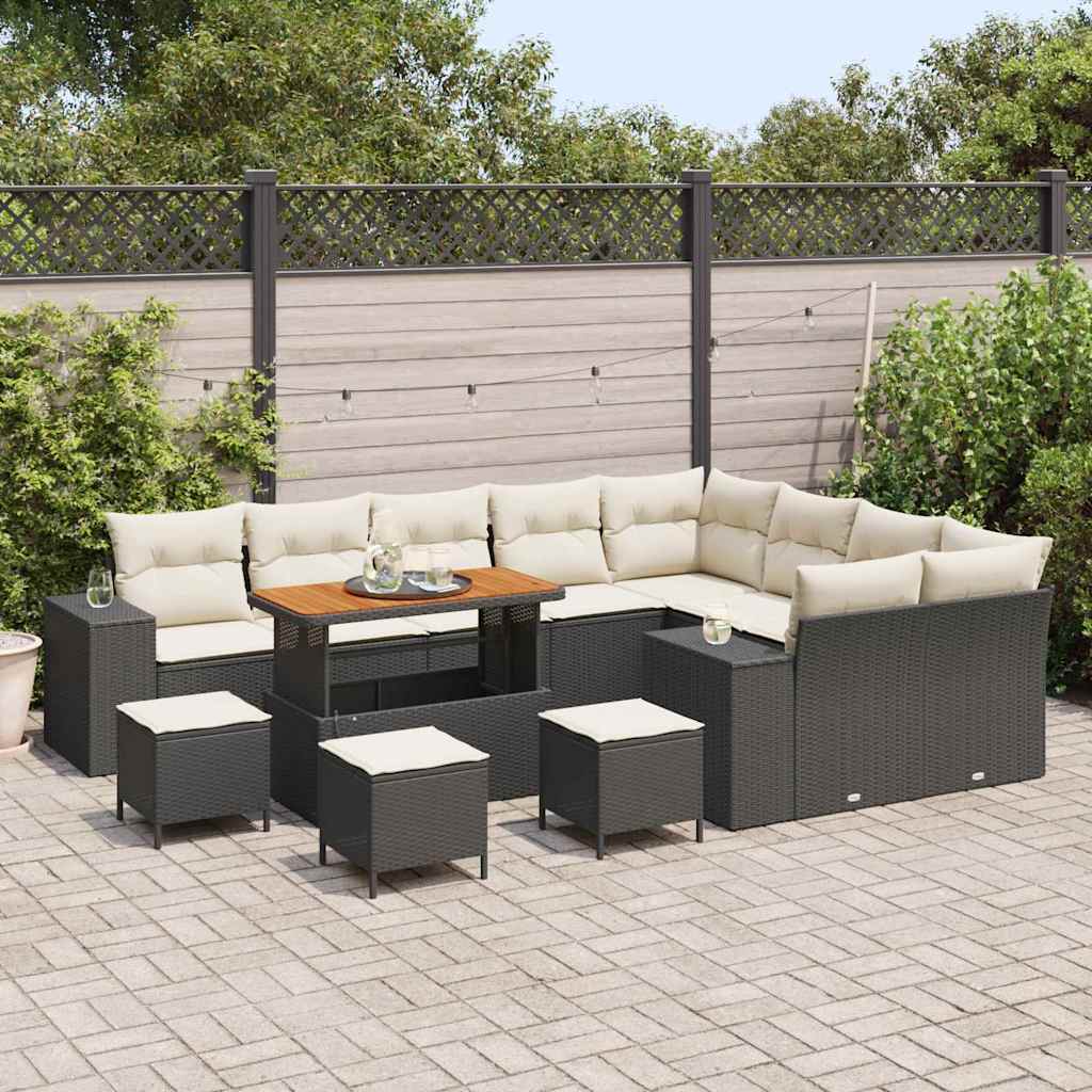 Garden Sofa Set 13 pcs Black and Cream 110 x 55 x 71 cm