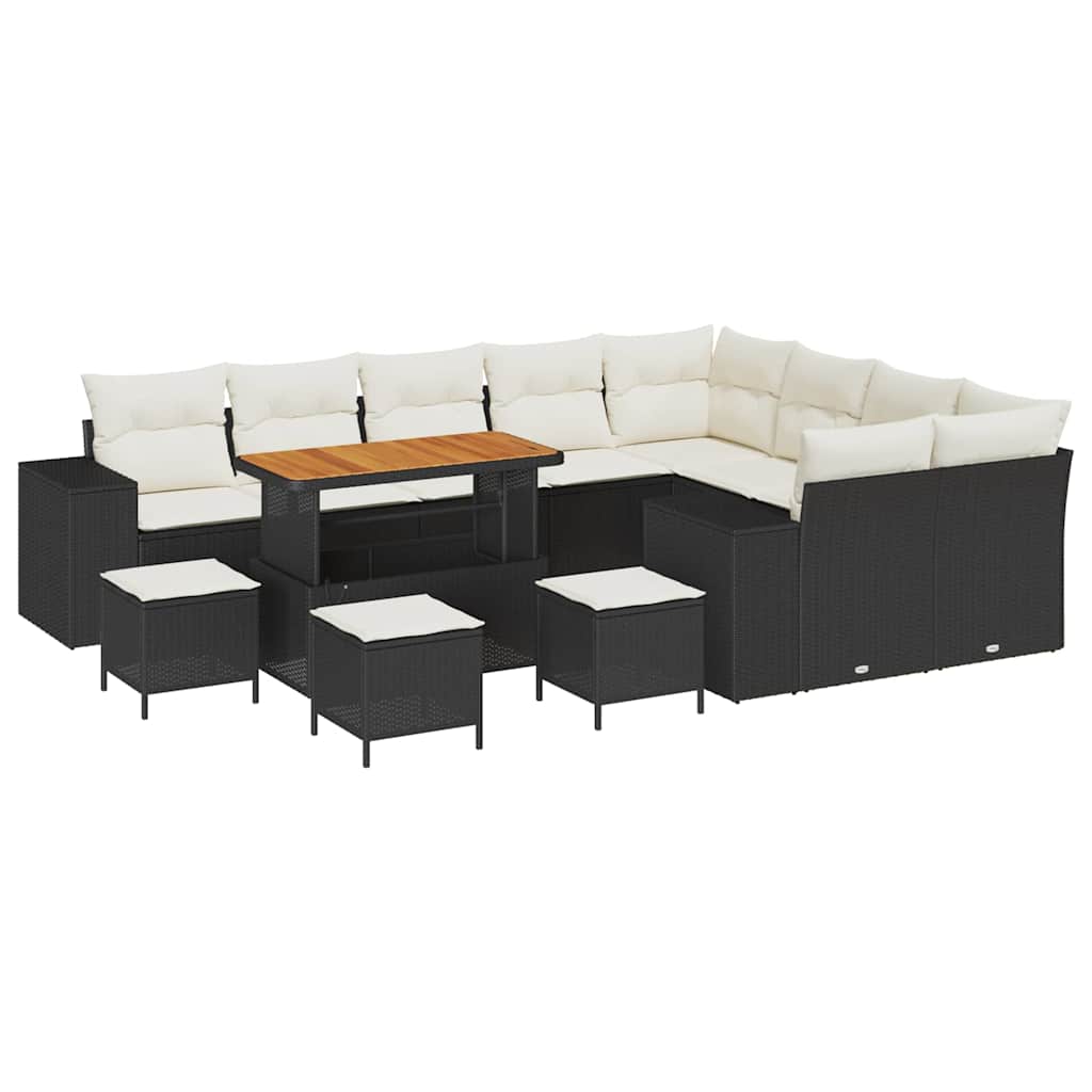 Garden Sofa Set 13 pcs Black and Cream 110 x 55 x 71 cm