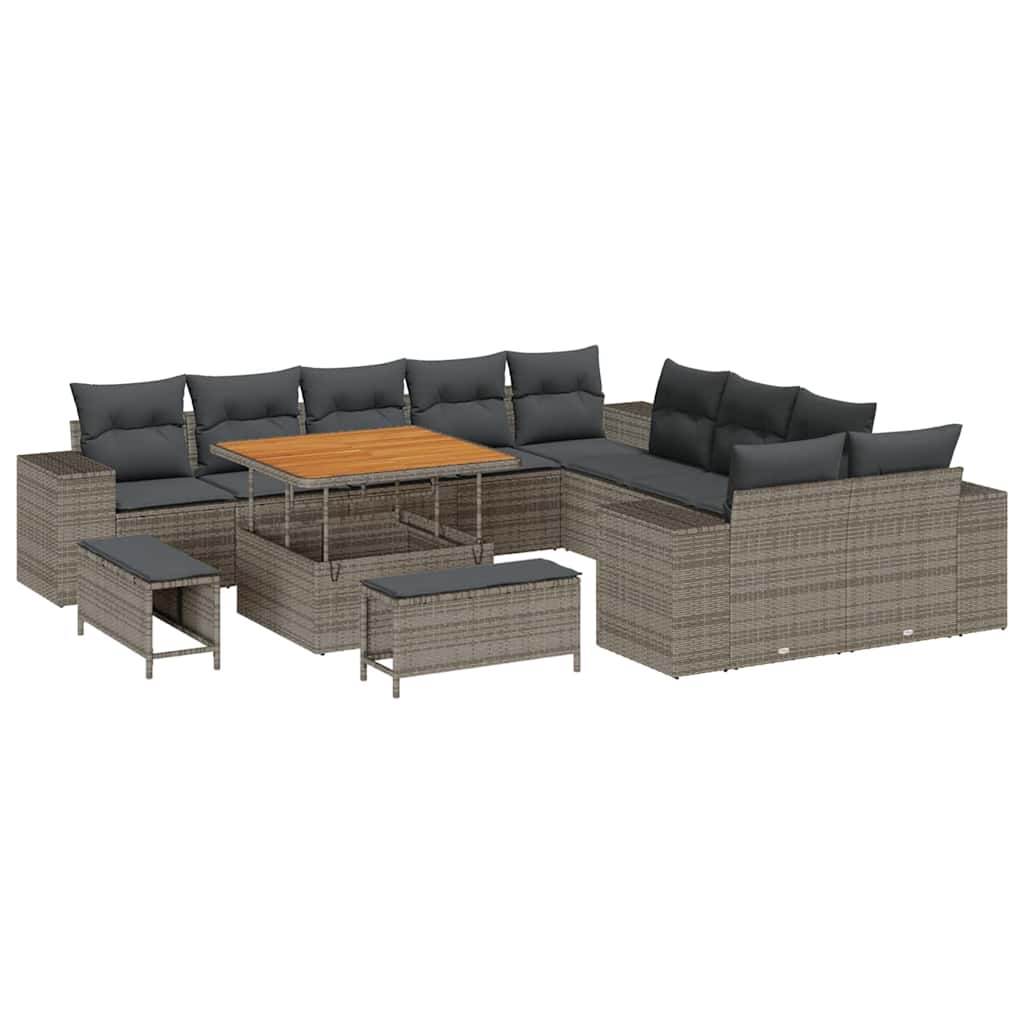 Sodo Sofų Rinkinys su pagalve 13 pcs Pilka 100 x 100 x 71 cm