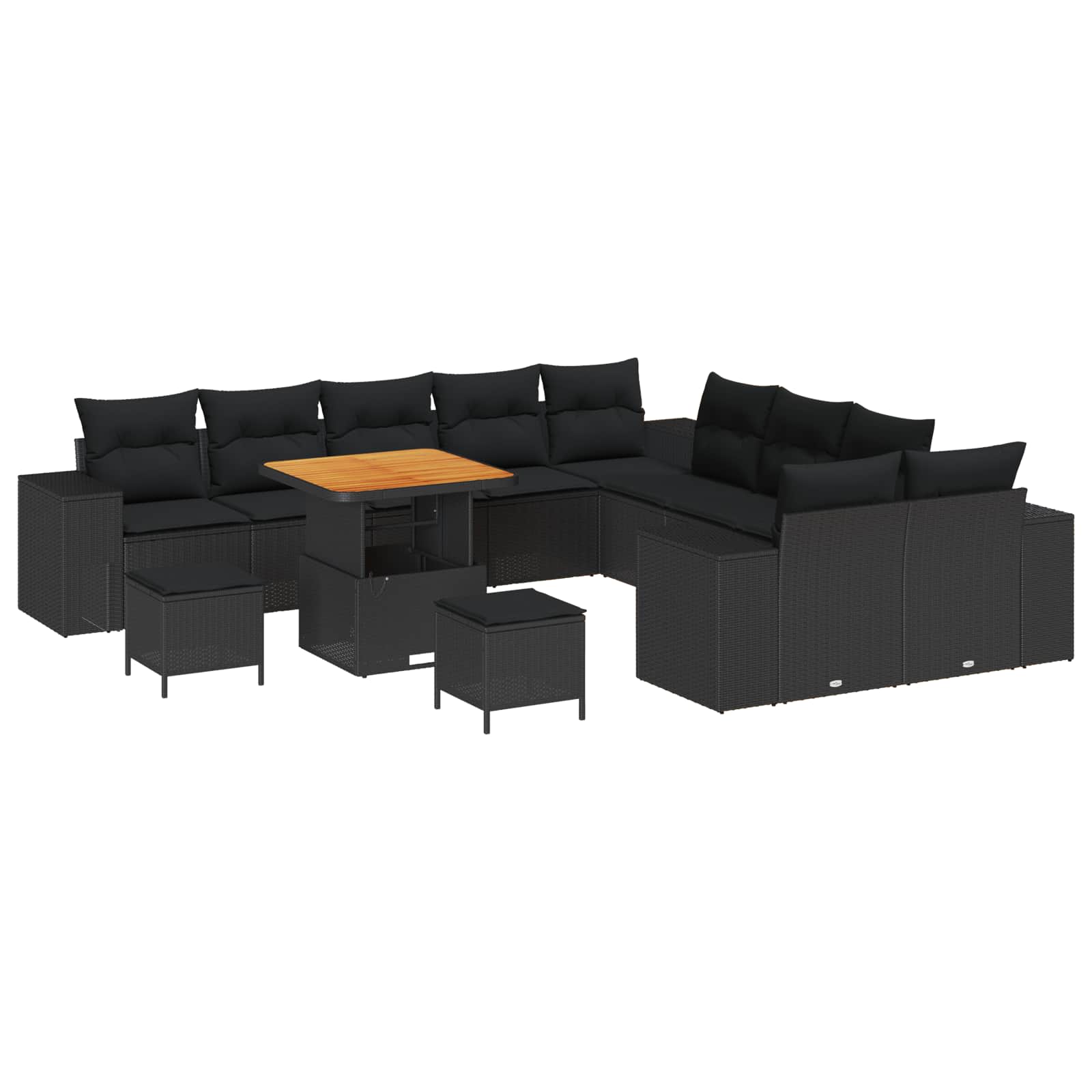 Sodo Sofų Rinkinys su pagalve 13 pcs Juoda 80 x 80 x 71 cm