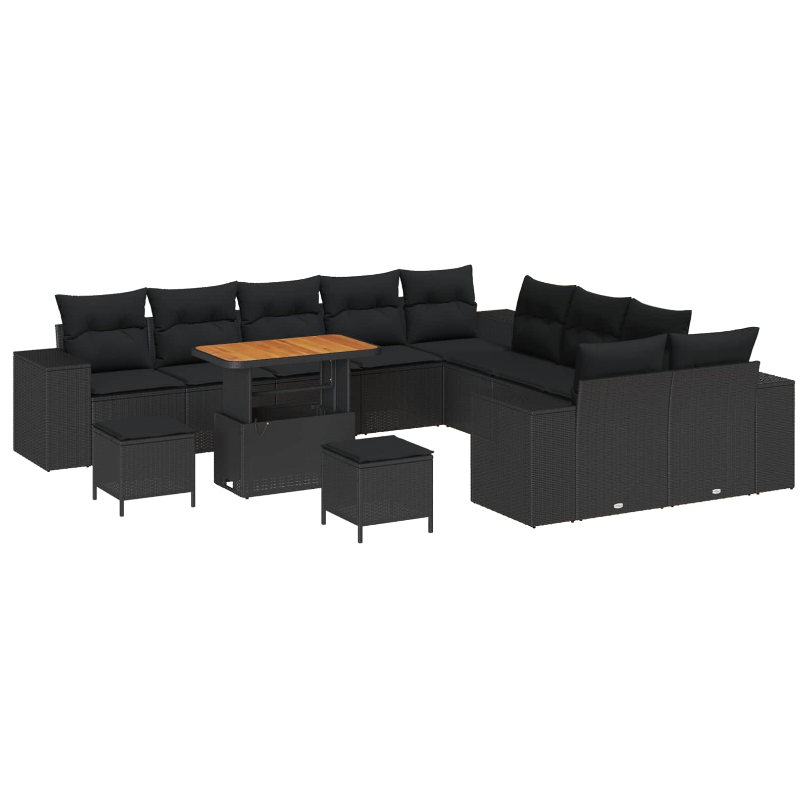 Sodo Sofų Rinkinys su pagalve 13 pcs Juoda 90 x 55 x 71 cm