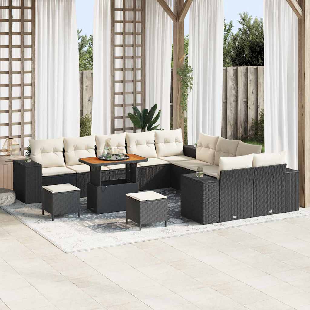 Garden Sofa Set 13 pcs Black and Cream 90 x 55 x 71 cm