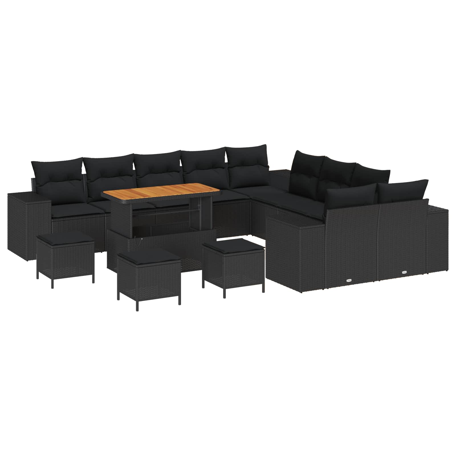 Garden Sofa Set with Cushions 14 pcs Black 110 x 55 x 71 cm