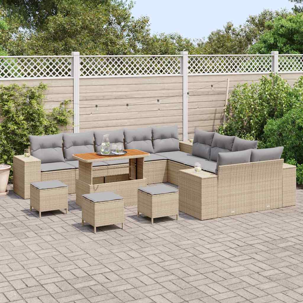 Sodo Sofų Rinkinys su pagalve 14 pcs Bežinė ir šviesiai pilka