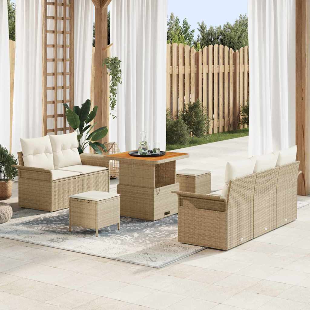 Sodo Sofų Rinkinys su pagalve 8 pcs Bežinė ir kreminė