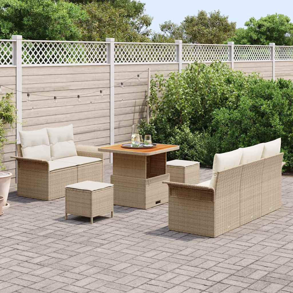 Sodo Sofų Rinkinys su pagalve 8 pcs Bežinė ir kreminė