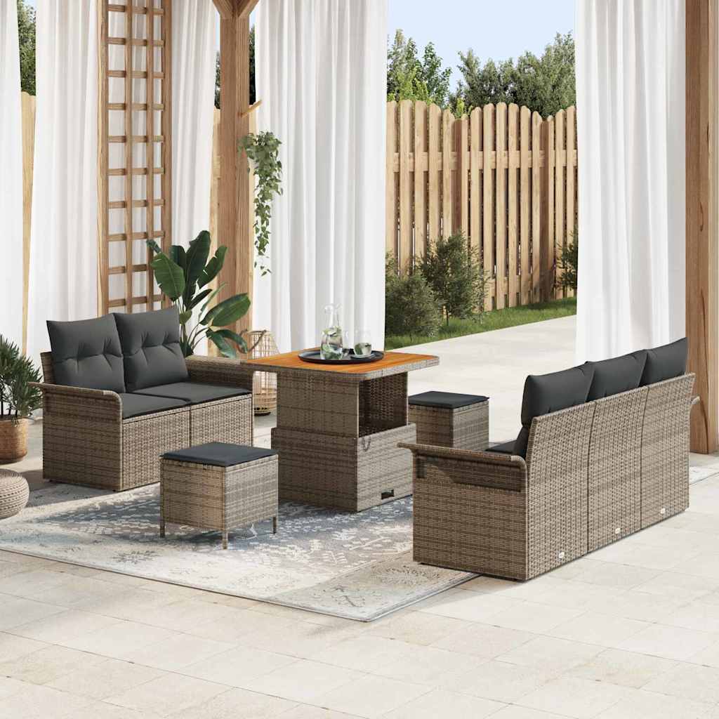Sodo Sofų Rinkinys su pagalve su saugykla 8 pcs Pilka
