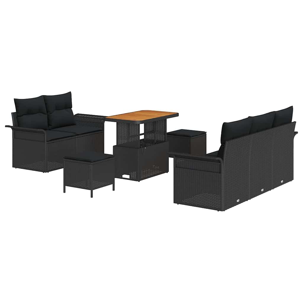 Sodo Sofų Rinkinys su pagalve 8 pcs Juoda 90 x 55 x 71 cm