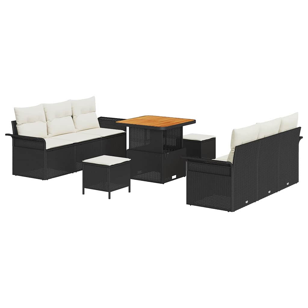 Sodo Sofų Rinkinys 9 pcs Juoda ir kreminė 80 x 80 x 71 cm