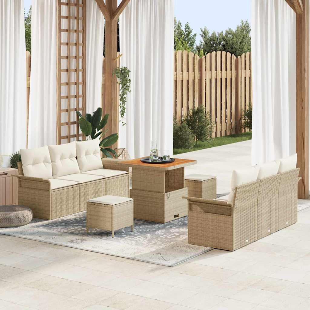 Sodo Sofų Rinkinys su pagalve 9 pcs Bežinė ir kreminė