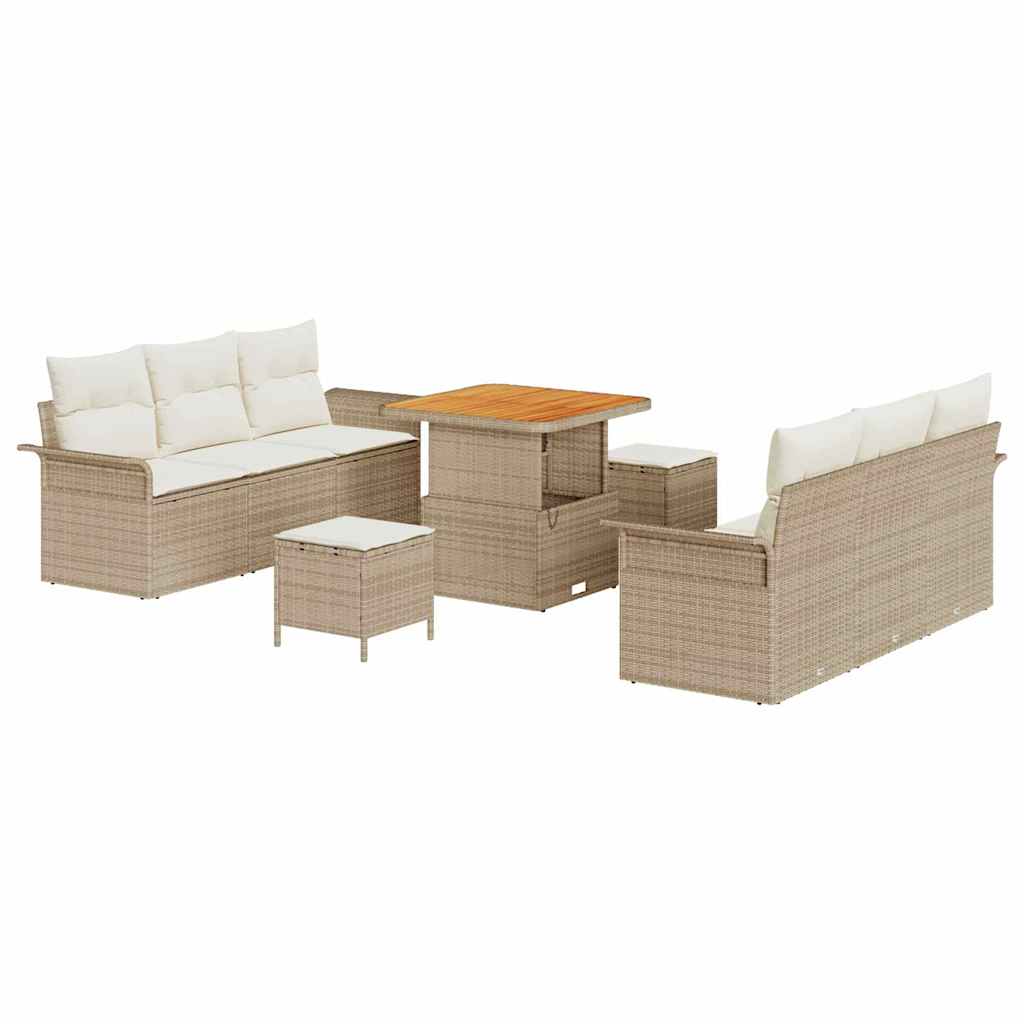 Sodo Sofų Rinkinys su pagalve 9 pcs Bežinė ir kreminė