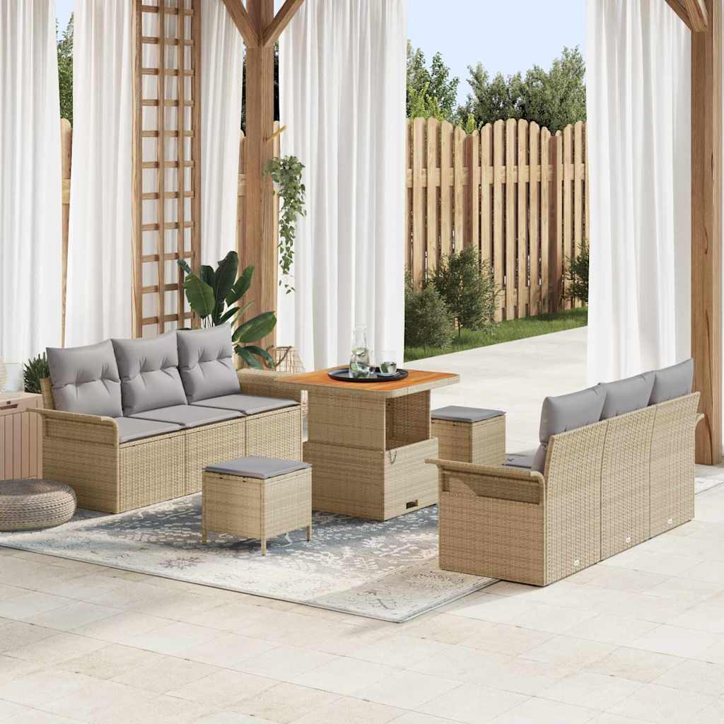 Sodo Sofų Rinkinys su pagalve 9 pcs Bežinė ir šviesiai pilka