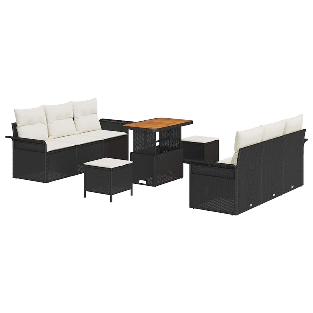 Sodo Sofų Rinkinys 9 pcs Juoda ir kreminė 90 x 55 x 71 cm
