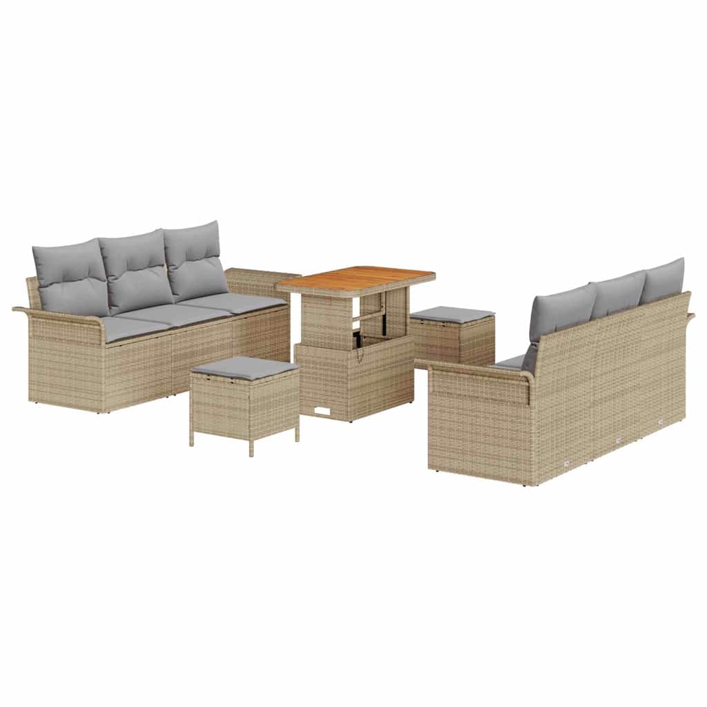 Garden Sofa Set with Cushions 9 pcs Beige and Light Grey