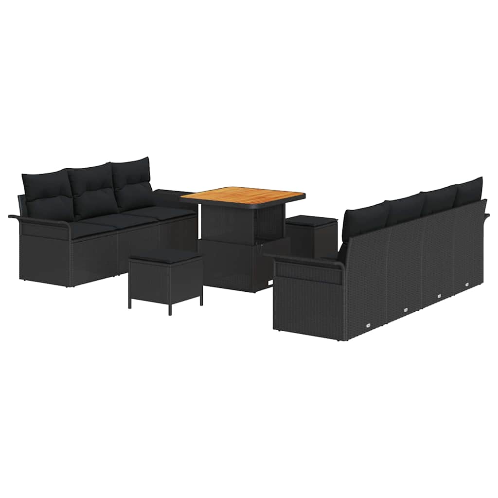 Sodo Sofų Rinkinys su pagalve 10 pcs Juoda 80 x 80 x 71 cm