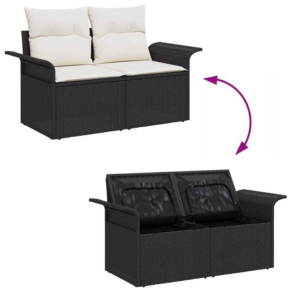 10 dalių sodo sofa komplektas su pagalvėmis juoda poli ratanas akacijos