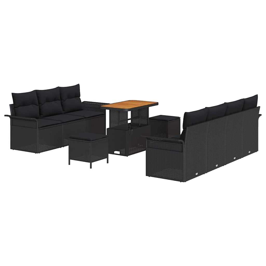 Sodo Sofų Rinkinys su pagalve 10 pcs Juoda 90 x 55 x 71 cm