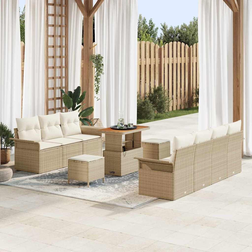 Outdoor Sofa Set 10 pcs Beige and Cream 90 x 55 x 71 cm
